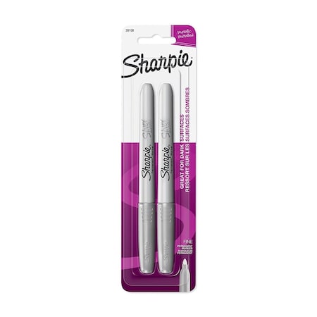 Sharpe Manufacturing Metallic Fine Point Permanent Markers, Silver, 2PK 652-39108PP